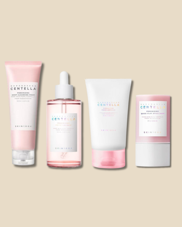 2 KIT GLOW ROSA SKIN1004 - Para pieles grasas con puntos negros y filamentos sebáceos